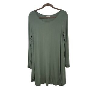 Piko Minimalist Green Longsleeve A Line Pockets Bamboo Tunic Top
